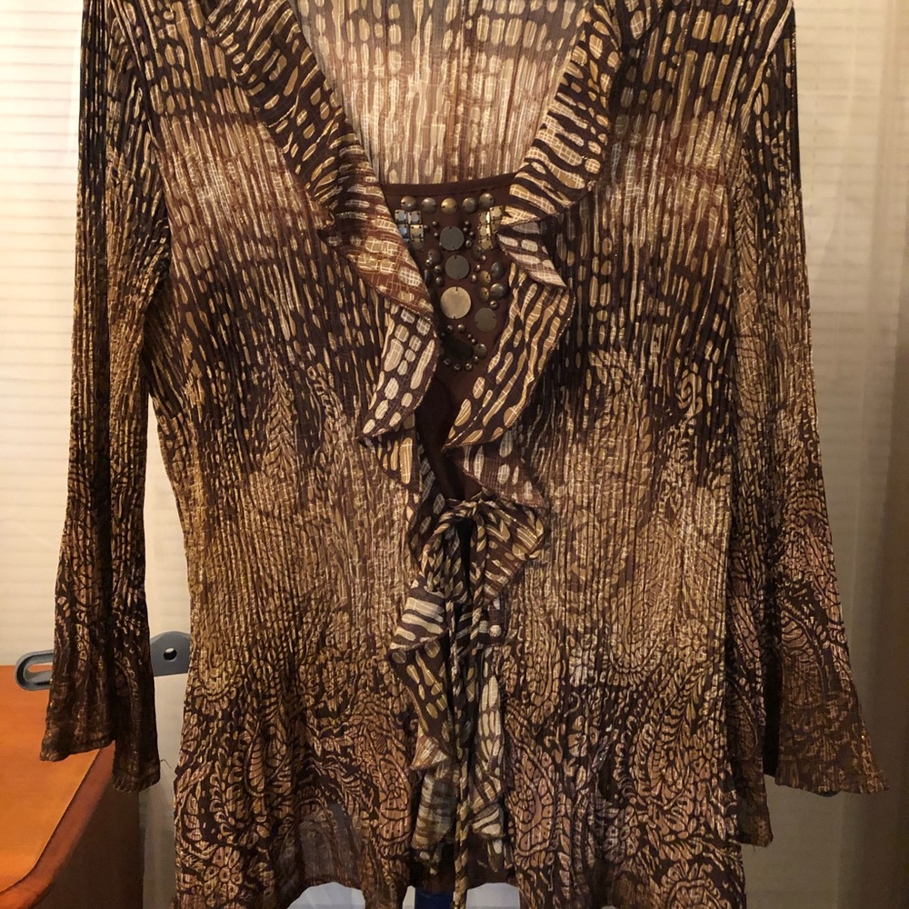 Brown print blouse from Dressbarn size large.